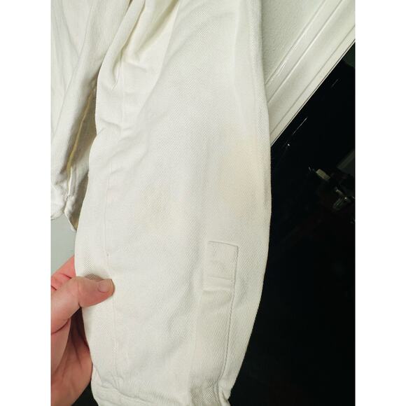 SILK LAUNDRY Off-White 100% Organic Cotton Long Sleeve Front Button Jacket L - Picture 12 of 16